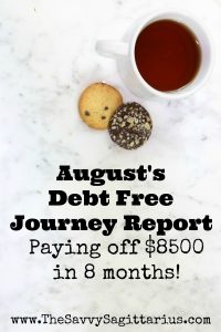 I have been working so hard during my debt free journey! I have paid off $8500 in the last 8 months! Here is how I did and what I learned in the month of August
