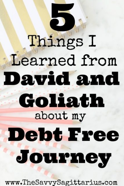 The story of David and Goliath has been used to tell many lessons, but here are just a few of the things I learned while I was reading it and applying it to my Debt Free Journey. #davidandgoliath #debtfreejourney #lessonslearned #godonmyside #godlydebtfreejourney #withgodanythingispossible