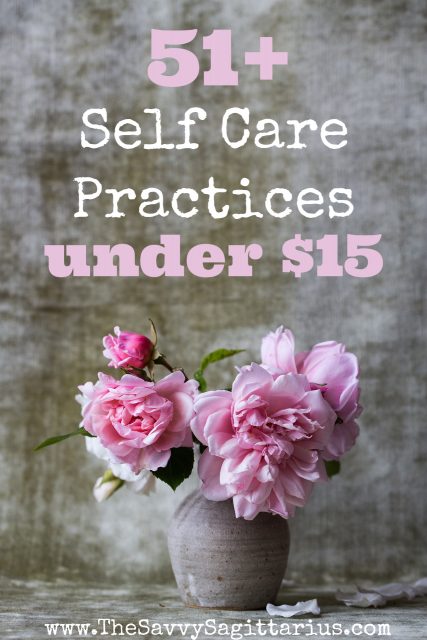 Self care seems to be a hot topic lately. Maybe it is because in general, we are pretty bad about taking care of ourselves until it is really bad. I have been looking for different self care ideas, but they don't need to be expensive. Here are 51+ self care practices for under $15. 