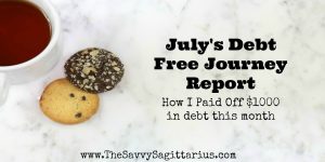 I spent July trying to scrape by with debt payments, but I would say that it seemed to workout okay for me this month! Here is how I paid off $1000 in debt this month!
