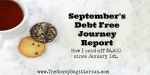 I know October is going to be a great month of paying debts off. This month I will pay off my smallest student loan! Find out how September went!