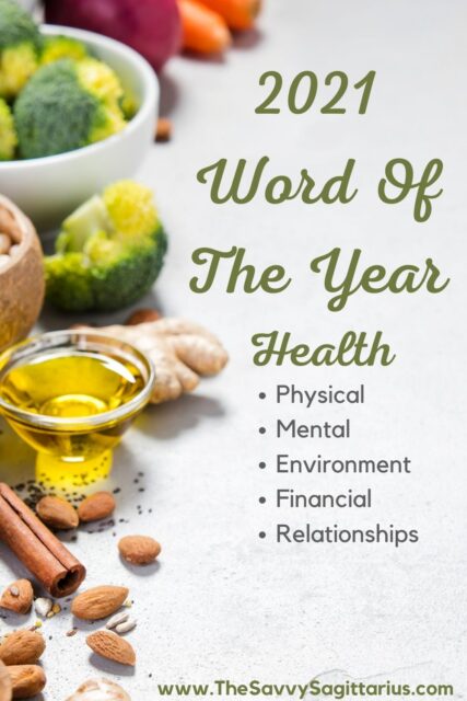 Instead of strict, specific goals for the entire year, a word of the year gives you guidance throughout the year. My word for 2021 is health.